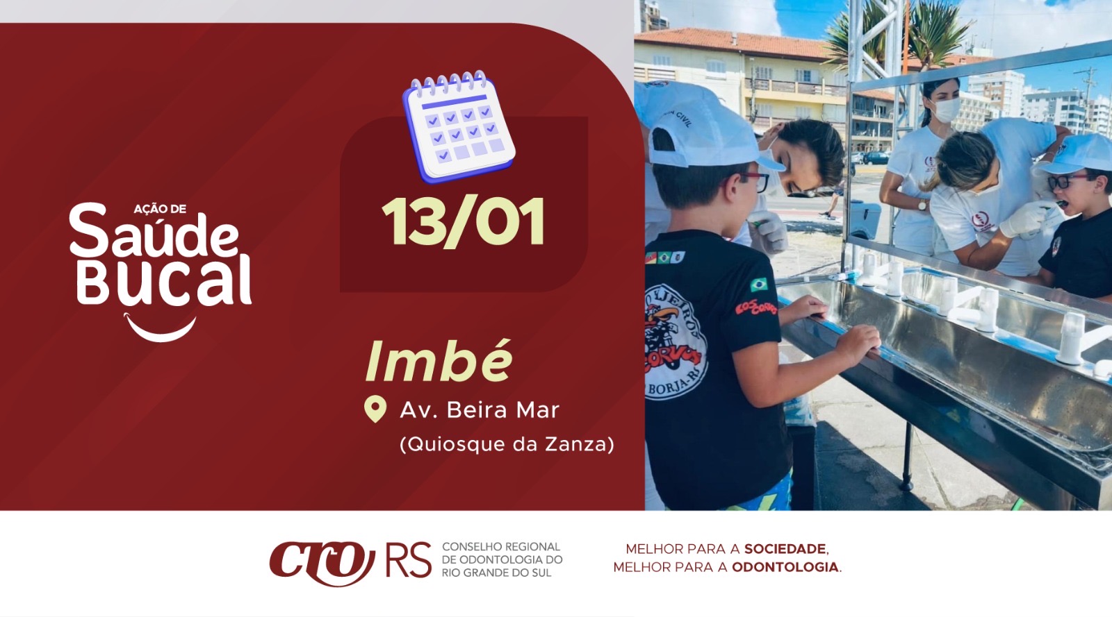 AÇÃO DE SAÚDE BUCAL ESTARÁ EM IMBÉ NO DIA 13 DE JANEIRO