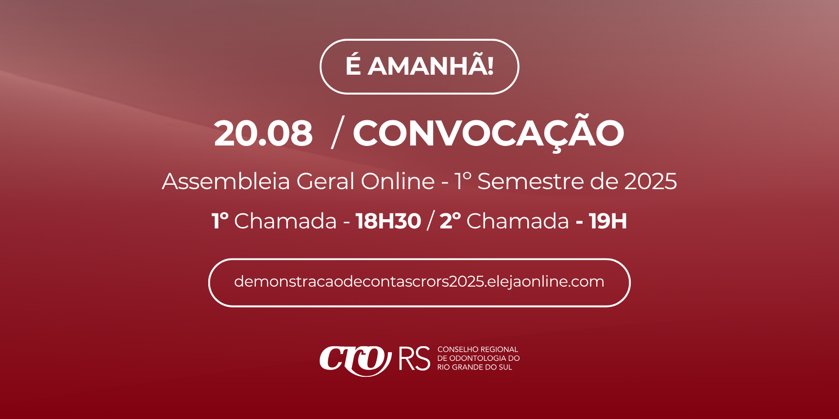 É AMANHÃ! Assembleia-Geral Ordinária Online | CRO/RS