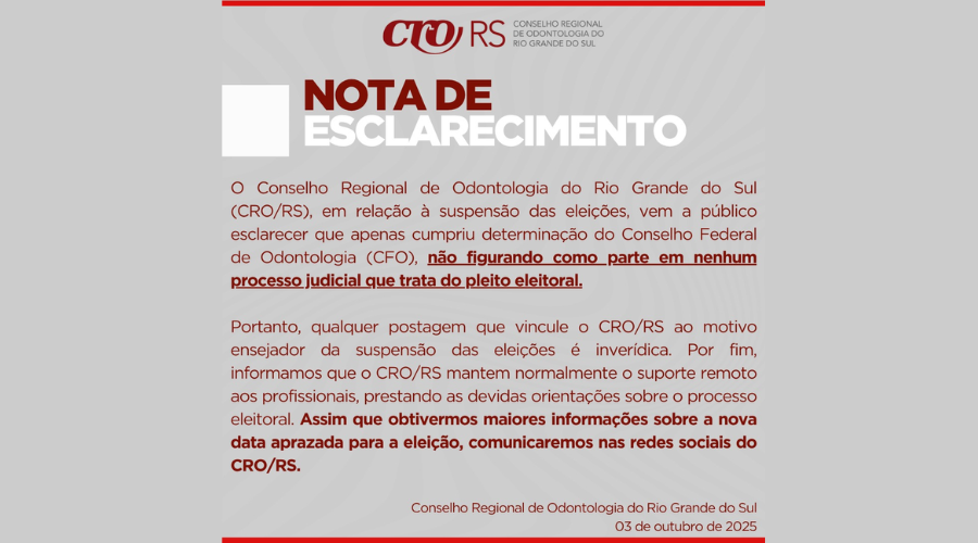 ELEIÇÕES CROs 2025 - NOTA DE ESCLARECIMENTO
